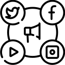 Social media illustration with network of popular platform icons