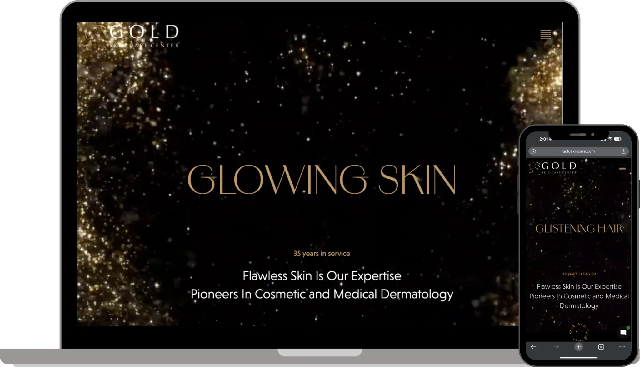 Gold Skin Care Center dermatology clinic website design created by Evolved Marketing